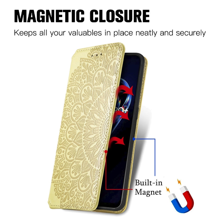 For OPPO Realme 9 Pro+ 5G Blooming Mandala Embossed Magnetic Leather Phone Case