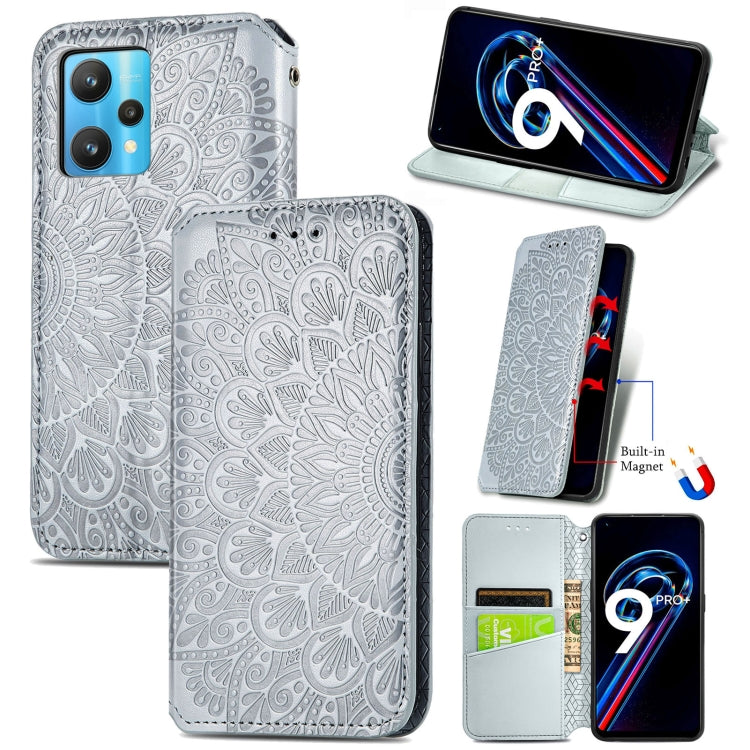 For OPPO Realme 9 Pro+ 5G Blooming Mandala Embossed Magnetic Leather Phone Case