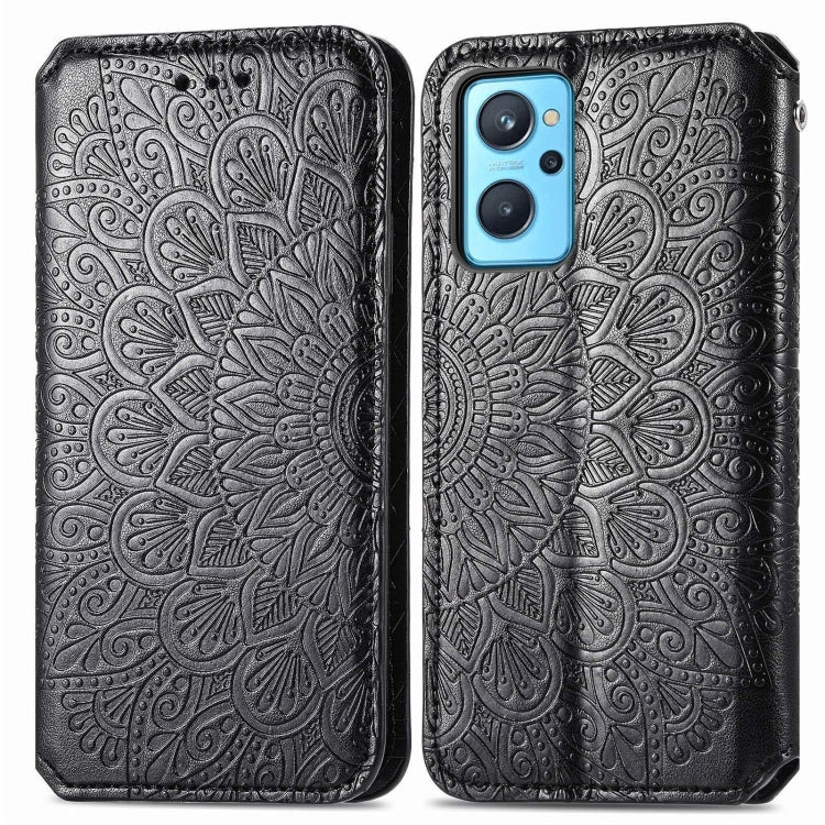 For OPPO Realme 9i Blooming Mandala Embossed Magnetic Leather Phone Case