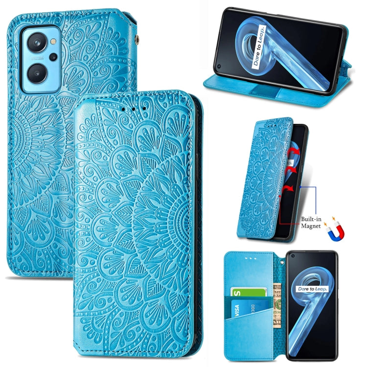 For OPPO Realme 9i Blooming Mandala Embossed Magnetic Leather Phone Case