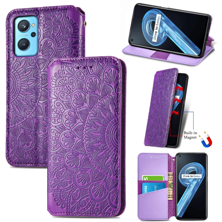 For OPPO Realme 9i Blooming Mandala Embossed Magnetic Leather Phone Case
