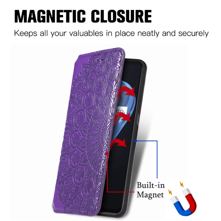 For OPPO Realme 9i Blooming Mandala Embossed Magnetic Leather Phone Case
