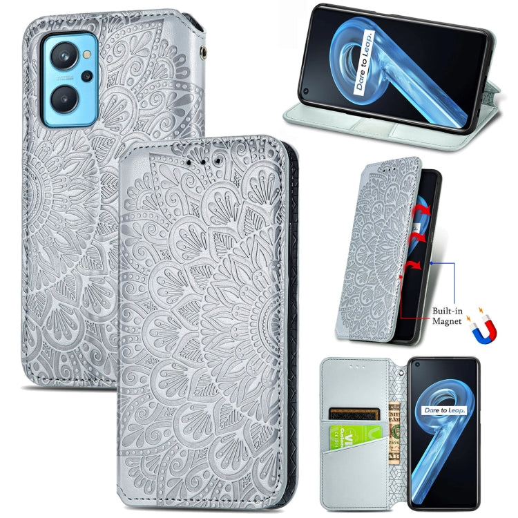 For OPPO Realme 9i Blooming Mandala Embossed Magnetic Leather Phone Case