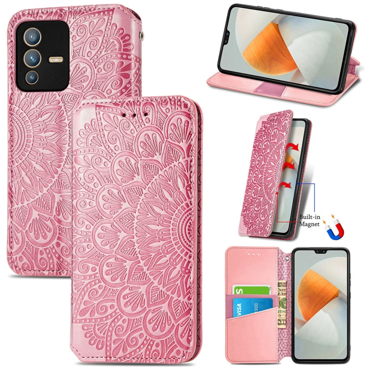 For vivo S12 Pro Blooming Mandala Embossed Magnetic Leather Phone Case