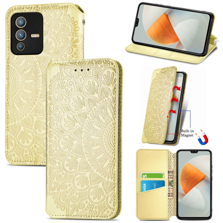 For vivo S12 Pro Blooming Mandala Embossed Magnetic Leather Phone Case