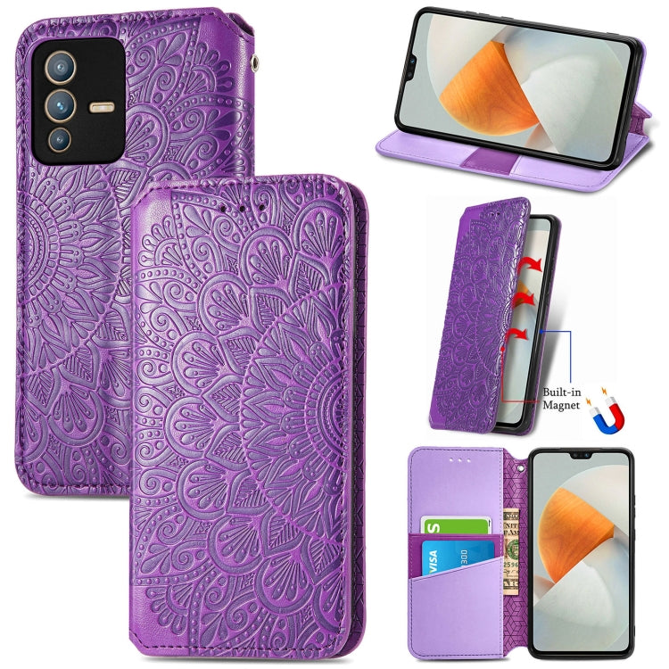 For  vivo  S12 Blooming Mandala Embossed Magnetic Leather Phone Case