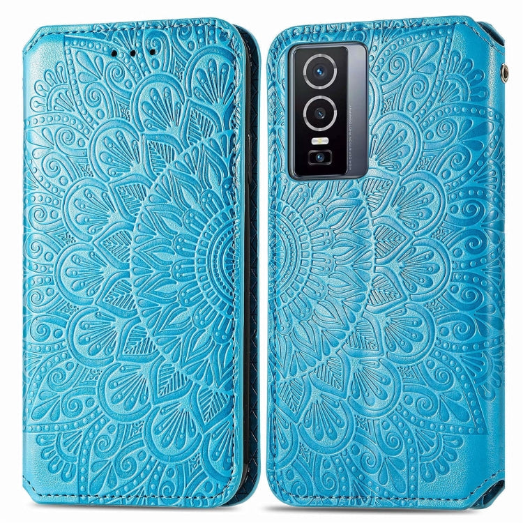 For  vivo  Y76 5G Blooming Mandala Embossed Magnetic Leather Phone Case