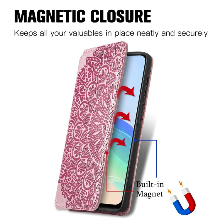 For  vivo  Y76 5G Blooming Mandala Embossed Magnetic Leather Phone Case
