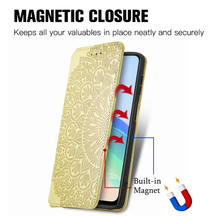 For  vivo  Y76 5G Blooming Mandala Embossed Magnetic Leather Phone Case