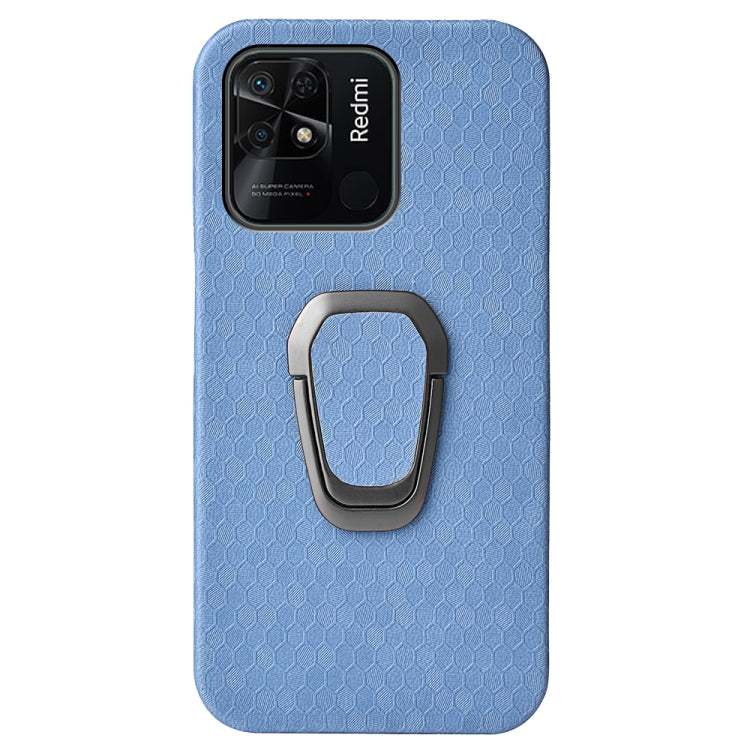 For Xiaomi Redmi 10C 4G Ring Holder Honeycomb PU Phone Case