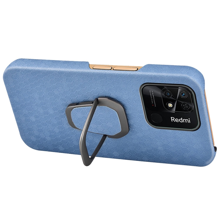 For Xiaomi Redmi 10C 4G Ring Holder Honeycomb PU Phone Case
