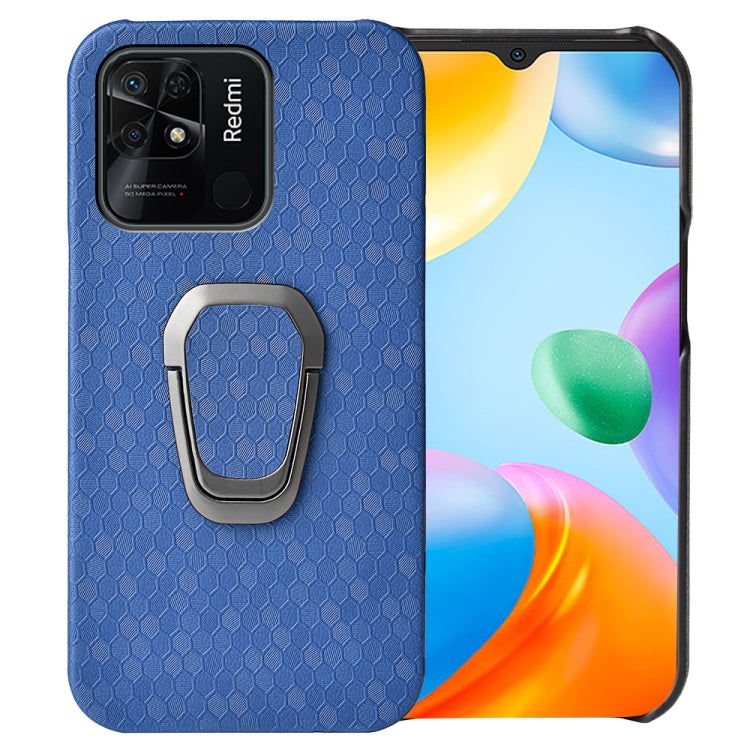 For Xiaomi Redmi 10C 4G Ring Holder Honeycomb PU Phone Case
