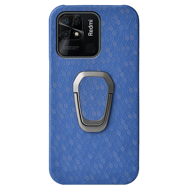For Xiaomi Redmi 10C 4G Ring Holder Honeycomb PU Phone Case