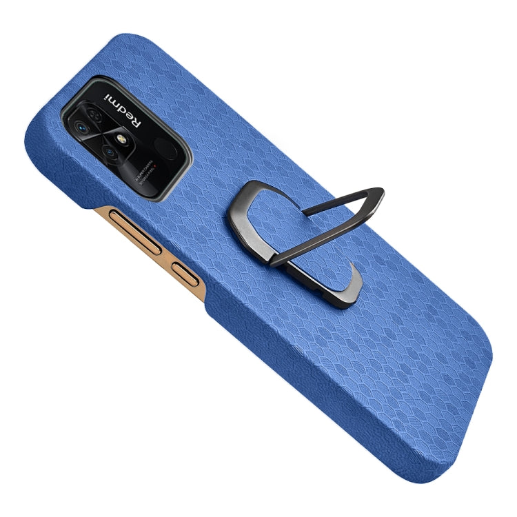 For Xiaomi Redmi 10C 4G Ring Holder Honeycomb PU Phone Case