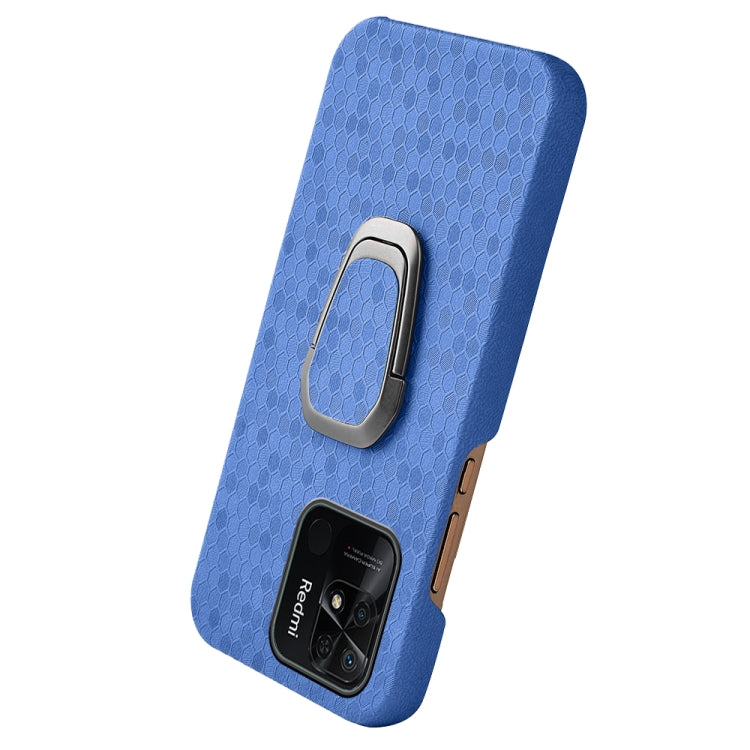 For Xiaomi Redmi 10C 4G Ring Holder Honeycomb PU Phone Case