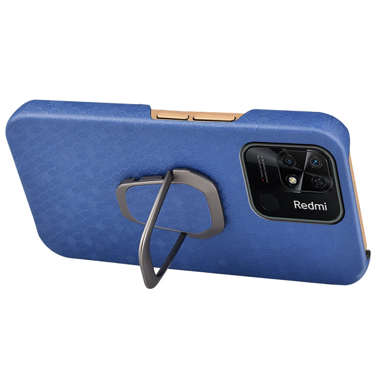 For Xiaomi Redmi 10C 4G Ring Holder Honeycomb PU Phone Case