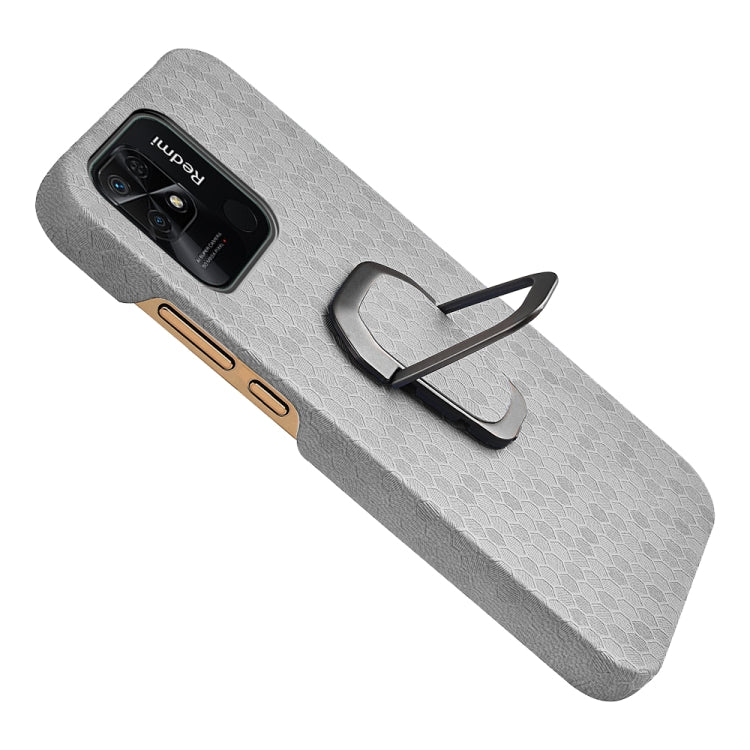 For Xiaomi Redmi 10C 4G Ring Holder Honeycomb PU Phone Case