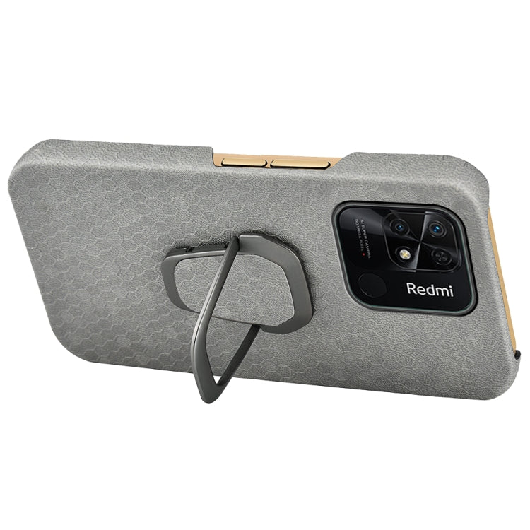 For Xiaomi Redmi 10C 4G Ring Holder Honeycomb PU Phone Case