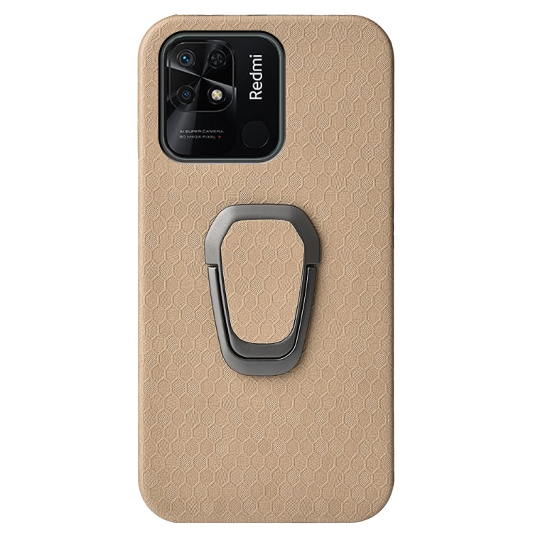 For Xiaomi Redmi 10C 4G Ring Holder Honeycomb PU Phone Case