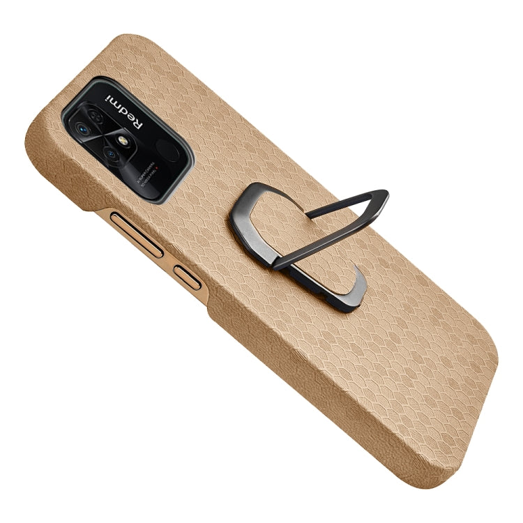 For Xiaomi Redmi 10C 4G Ring Holder Honeycomb PU Phone Case