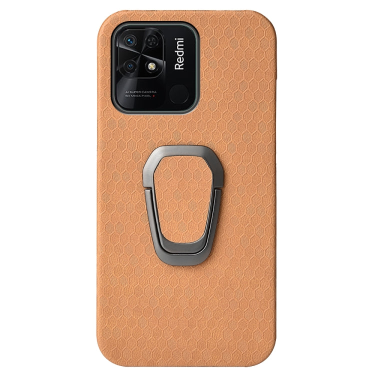 For Xiaomi Redmi 10C 4G Ring Holder Honeycomb PU Phone Case