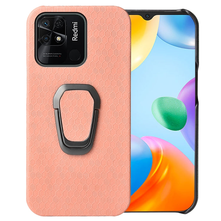 For Xiaomi Redmi 10C 4G Ring Holder Honeycomb PU Phone Case