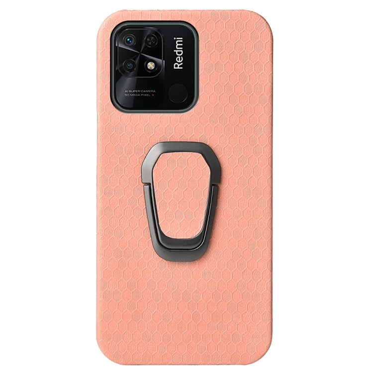 For Xiaomi Redmi 10C 4G Ring Holder Honeycomb PU Phone Case