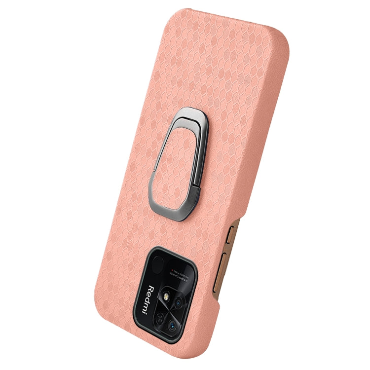 For Xiaomi Redmi 10C 4G Ring Holder Honeycomb PU Phone Case