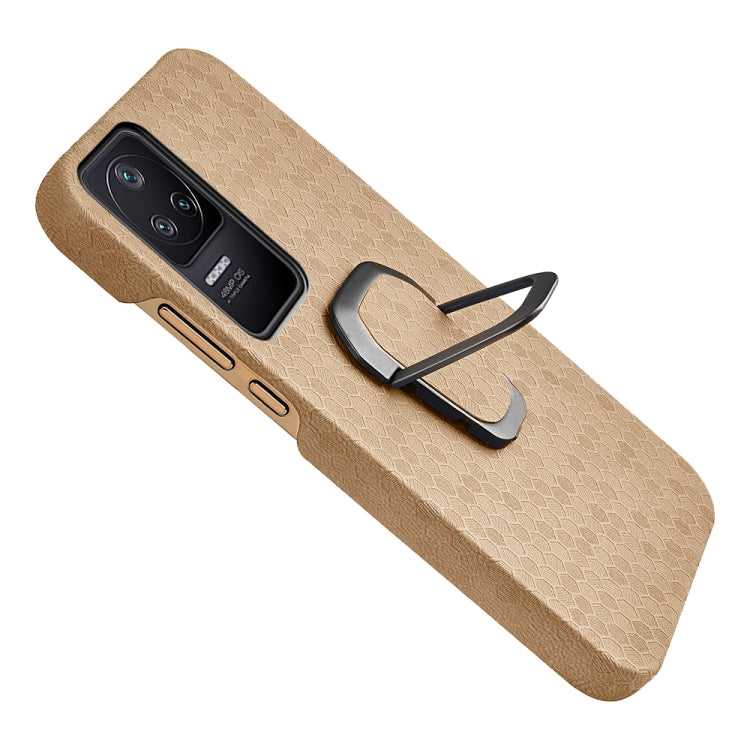 For Xiaomi Redmi K40S Ring Holder Honeycomb PU Phone Case