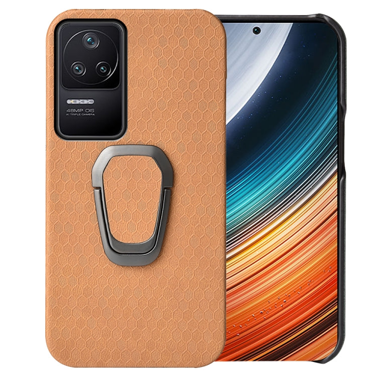 For Xiaomi Redmi K40S Ring Holder Honeycomb PU Phone Case