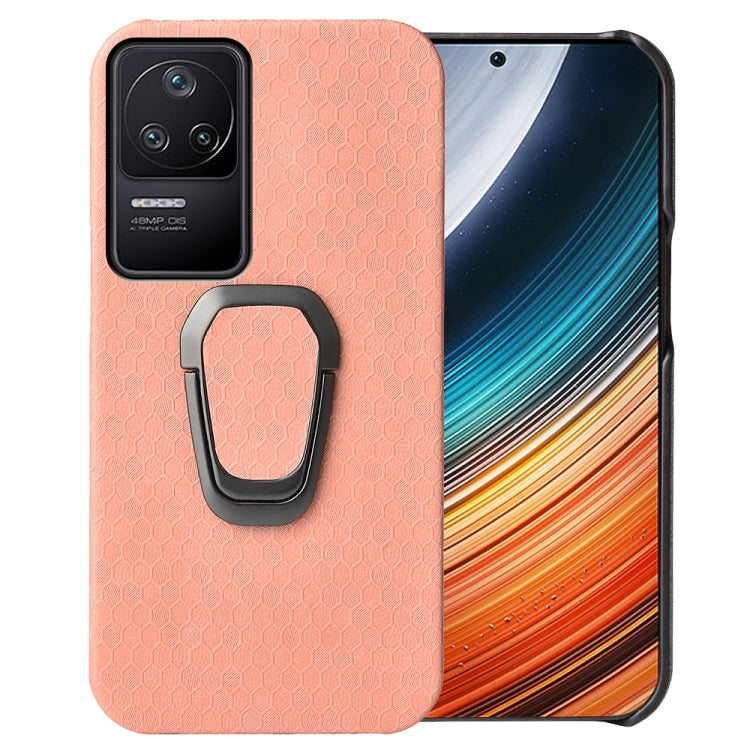 For Xiaomi Redmi K40S Ring Holder Honeycomb PU Phone Case