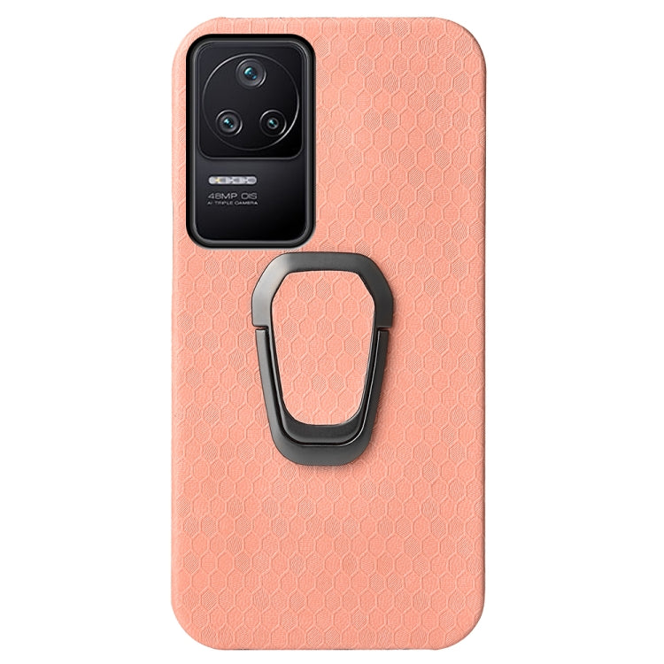 For Xiaomi Redmi K40S Ring Holder Honeycomb PU Phone Case