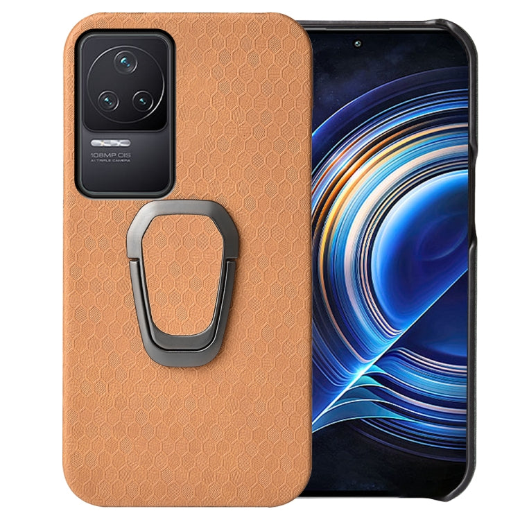 For Xiaomi Redmi K50 Pro Ring Holder Honeycomb PU Phone Case