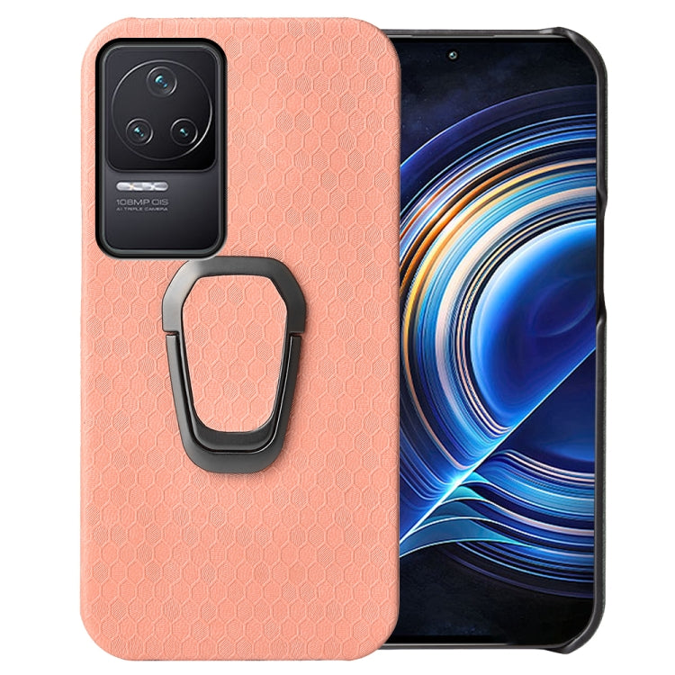 For Xiaomi Redmi K50 Pro Ring Holder Honeycomb PU Phone Case