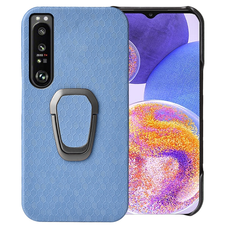 For Sony Xperia 1 IV Ring Holder Honeycomb PU Phone Case