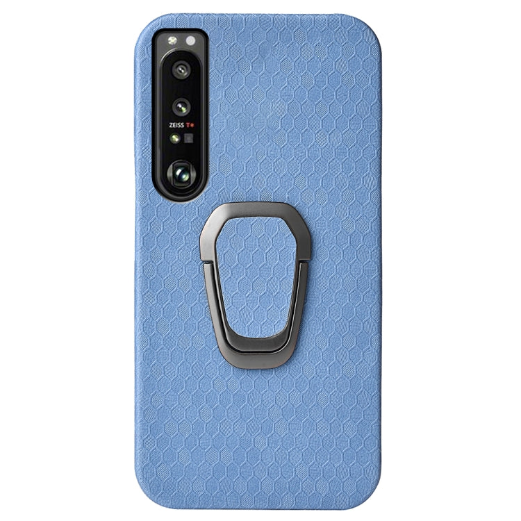 For Sony Xperia 1 IV Ring Holder Honeycomb PU Phone Case