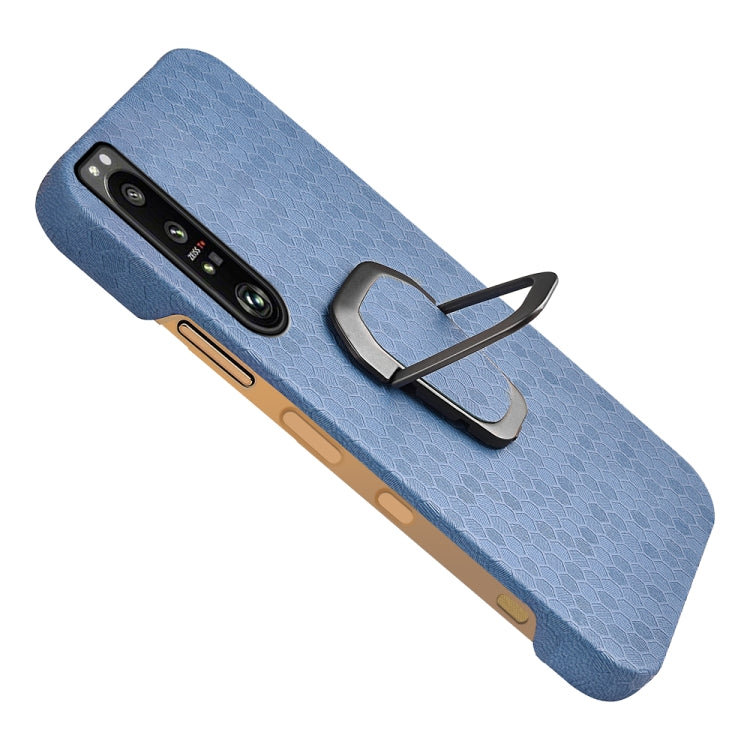 For Sony Xperia 1 IV Ring Holder Honeycomb PU Phone Case