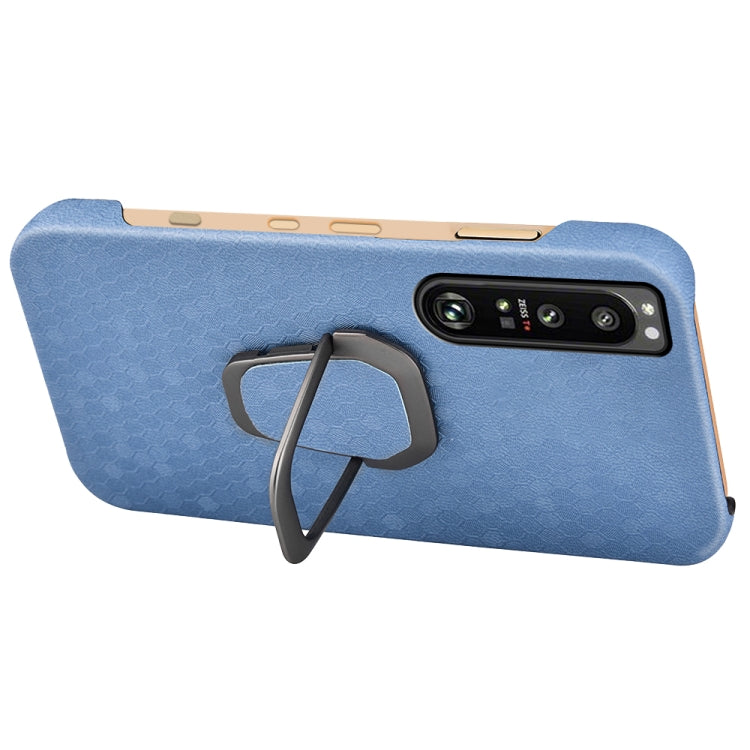 For Sony Xperia 1 IV Ring Holder Honeycomb PU Phone Case