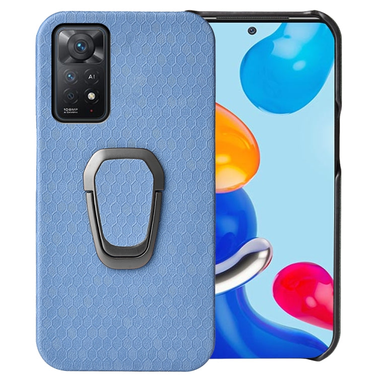 For Xiaomi Redmi Note 11 Pro Global Ring Holder Honeycomb PU Phone Case