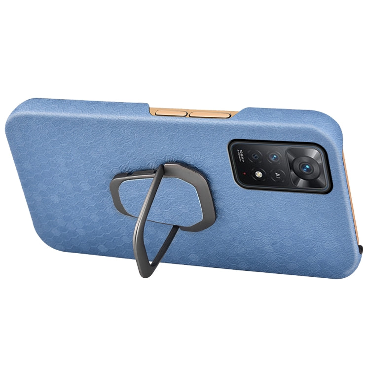 For Xiaomi Redmi Note 11 Pro Global Ring Holder Honeycomb PU Phone Case