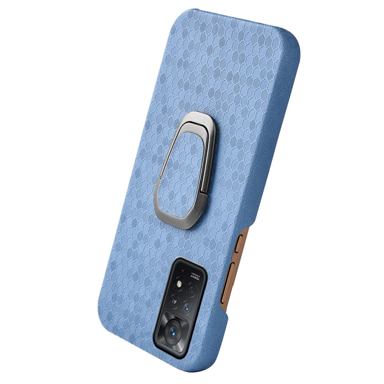 For Xiaomi Redmi Note 11 Pro Global Ring Holder Honeycomb PU Phone Case