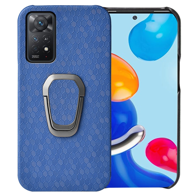 For Xiaomi Redmi Note 11 Pro Global Ring Holder Honeycomb PU Phone Case
