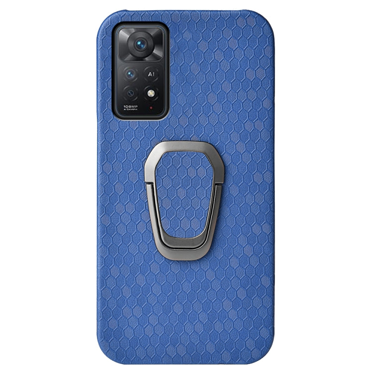 For Xiaomi Redmi Note 11 Pro Global Ring Holder Honeycomb PU Phone Case