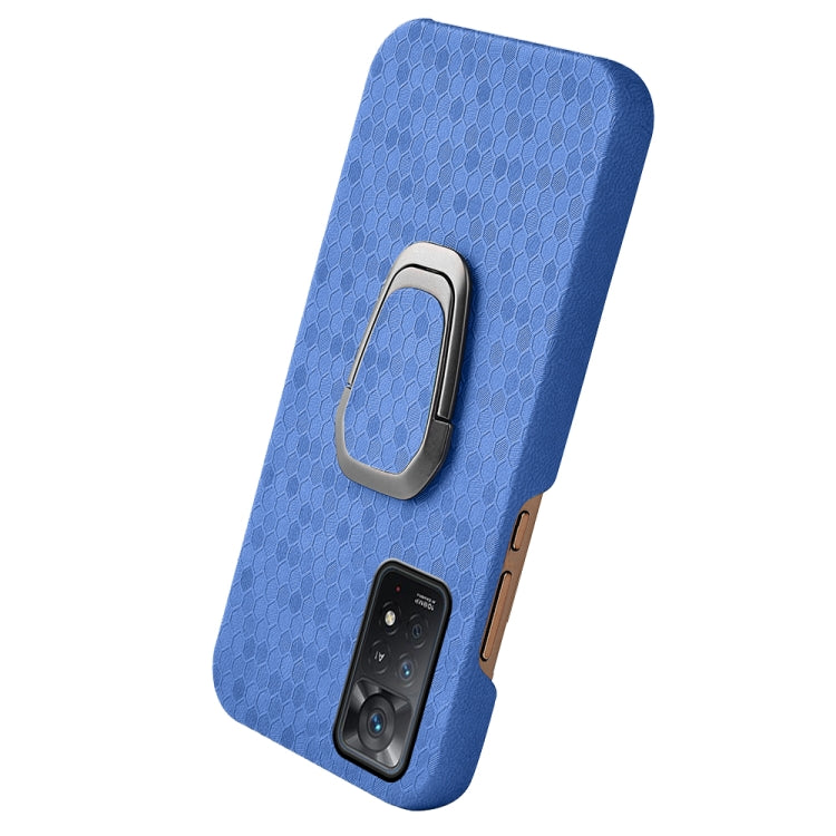 For Xiaomi Redmi Note 11 Pro Global Ring Holder Honeycomb PU Phone Case