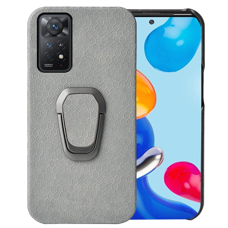 For Xiaomi Redmi Note 11 Pro Global Ring Holder Honeycomb PU Phone Case