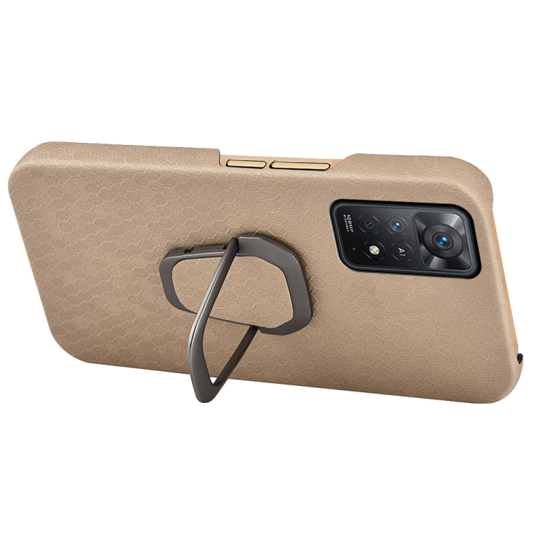 For Xiaomi Redmi Note 11 Pro Global Ring Holder Honeycomb PU Phone Case