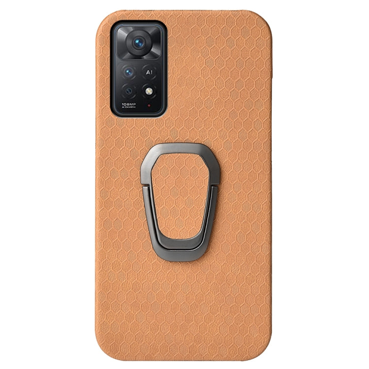 For Xiaomi Redmi Note 11 Pro Global Ring Holder Honeycomb PU Phone Case