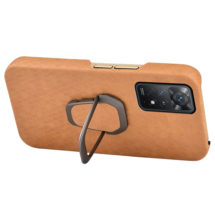 For Xiaomi Redmi Note 11 Pro Global Ring Holder Honeycomb PU Phone Case
