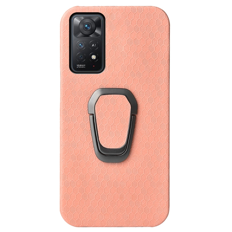 For Xiaomi Redmi Note 11 Pro Global Ring Holder Honeycomb PU Phone Case