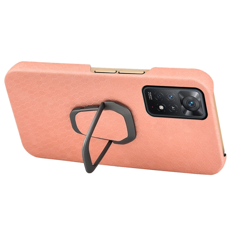 For Xiaomi Redmi Note 11 Pro Global Ring Holder Honeycomb PU Phone Case